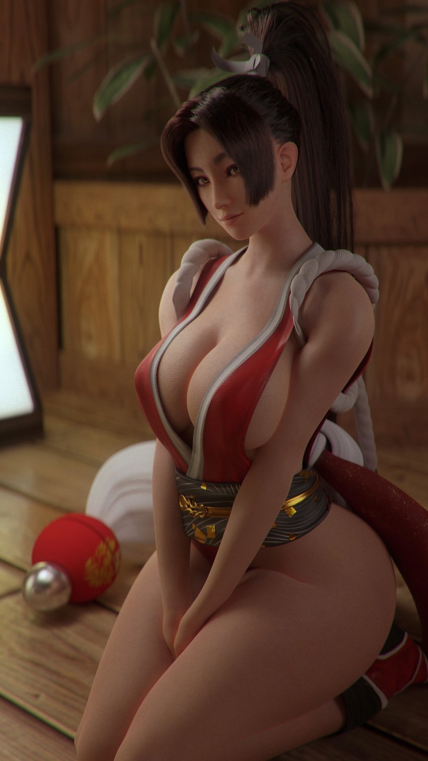 1girls 3d big_breasts big_thighs black_hair breasts busty cleavage fatal_fury female female_only full_cleavage huge_breasts huge_thighs kallenz king_of_fighters large_breasts large_thighs mai_shiranui ponytail snk thick_thighs thighs voluptuous