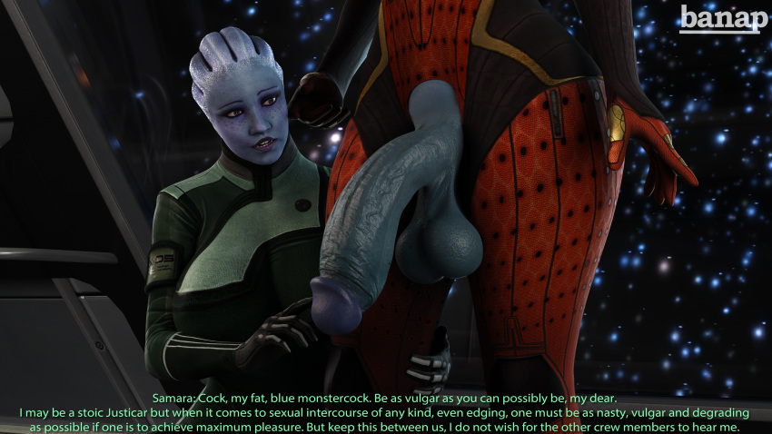 2futas 3d alien_girl asari banap big_balls big_penis blender blender_(software) blue_skin comic english_text faceless faceless_character faceless_futanari futa_only futanari huge_balls huge_cock liara_t'soni mass_effect no_nut_november samara sci-fi science_fiction self_upload shock shocked shocked_expression tagme text tight_clothing veins veiny veiny_penis