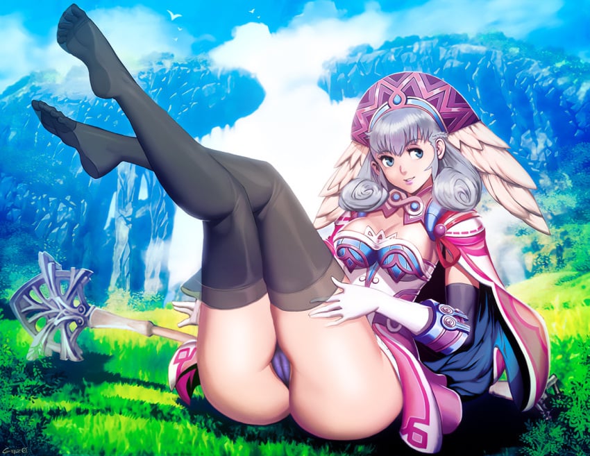 1girls ass big_ass big_butt blue_eyes cameltoe cape dat_ass edit feet female female_only genzoman gloves grey_hair hat huge_ass huge_butt large_ass large_butt legs_up lips medium_breasts melia_antiqua mountain nintendo panties pinup seductive seductive_eyes seductive_look seductive_smile sitting staff stockings thick_ass thick_thighs third-party_edit vermadis2x wings wings_on_head xenoblade_(series) xenoblade_chronicles