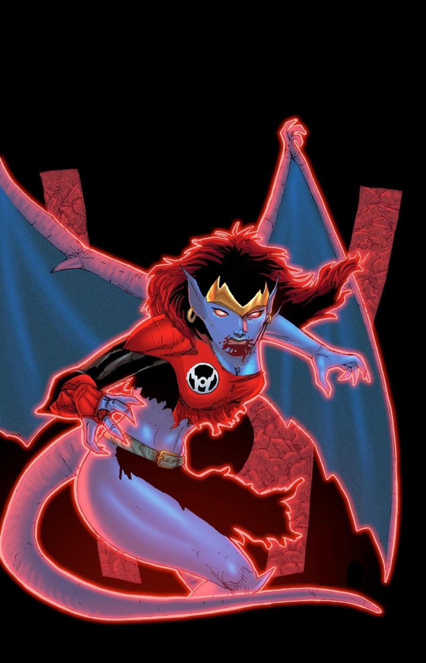 bleez_2.0 blood_stained_chest_cloth blood_stained_clothes blue_skin clawed_fingers dc dc_comics demona demona_(gargoyles) disney female gargoyles green_lantern_(series) human_blood_stained_cloths power_ring red_lantern red_lantern_corps ring tail wings