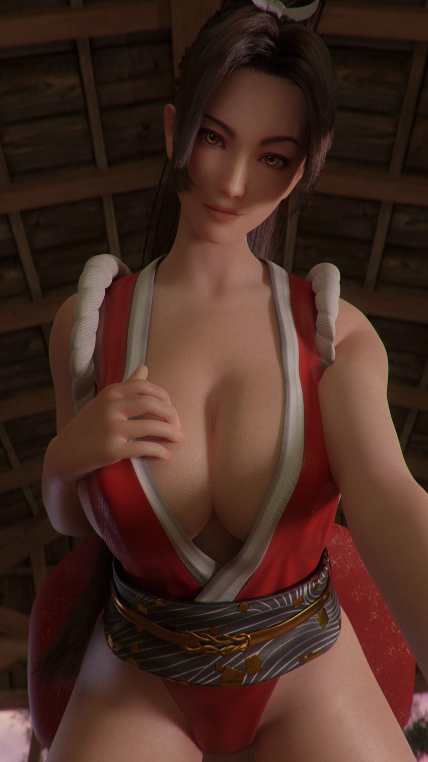 1girls 3d big_breasts big_thighs black_hair breasts busty cleavage fatal_fury female female_only full_cleavage huge_breasts huge_thighs kallenz king_of_fighters large_breasts large_thighs mai_shiranui ponytail snk thick_thighs thighs voluptuous