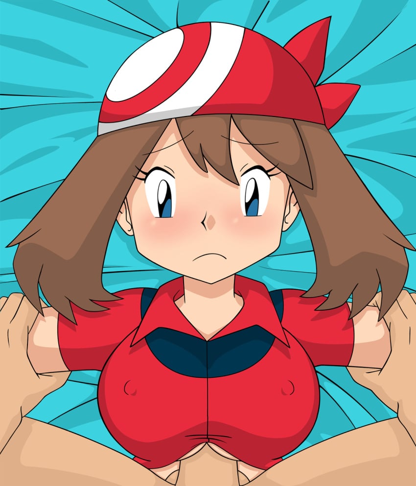 1girls clothed looking_down may_(pokemon) nowhereman paizuri paizuri_lead_by_male partial_male penis pokemon pokemon_rse small_penis straddling straddling_paizuri straight