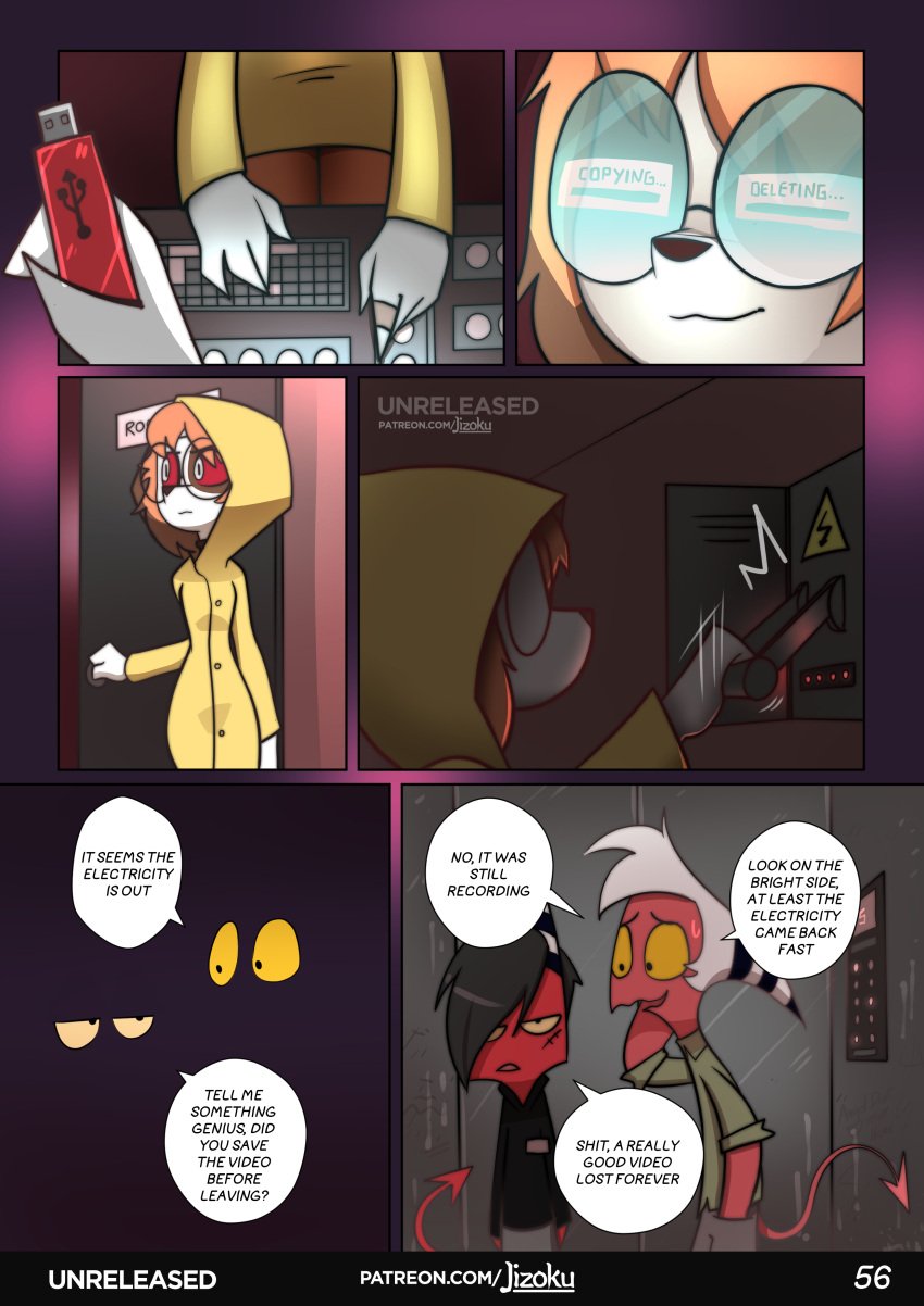 comic demon hellhound helluva_boss jizoku page_56 sol_(jizoku) tagme text watching