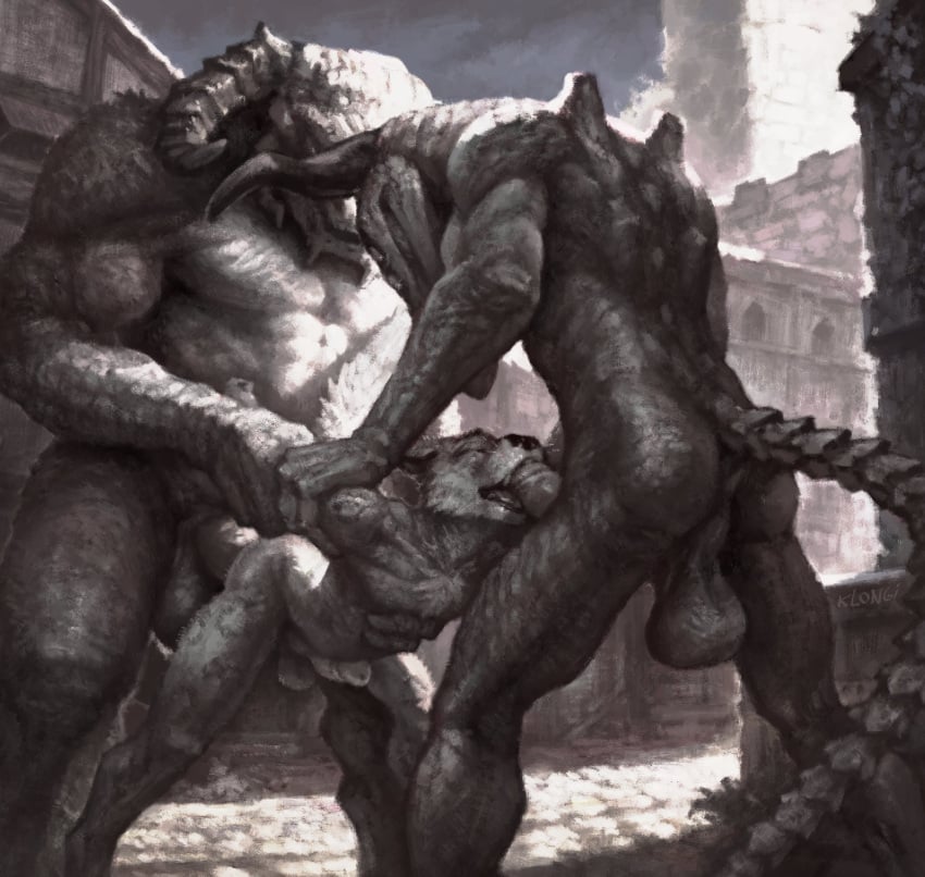 2022 anal anal_sex anthro anthro_on_anthro anthro_penetrated anthro_penetrating anthro_penetrating_anthro ass balls biped bone canid canine capra_demon closed_eyes dark_souls digital_media_(artwork) erection fellatio fromsoftware genitals greyscale group hi_res horn humanoid_genitalia humanoid_penis interspecies klongi male male/male male_penetrated male_penetrating male_penetrating_male mammal monochrome muscular muscular_anthro muscular_male oral penetration penile penile_penetration penis penis_in_ass perineum saggy_balls sex skull skull_head spitroast taurus_demon trio video_games