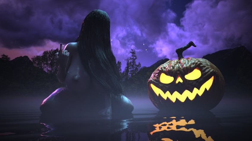 3d absurd_res eromd female halloween_2022 hi_res the_ring wallpaper yamamura_sadako