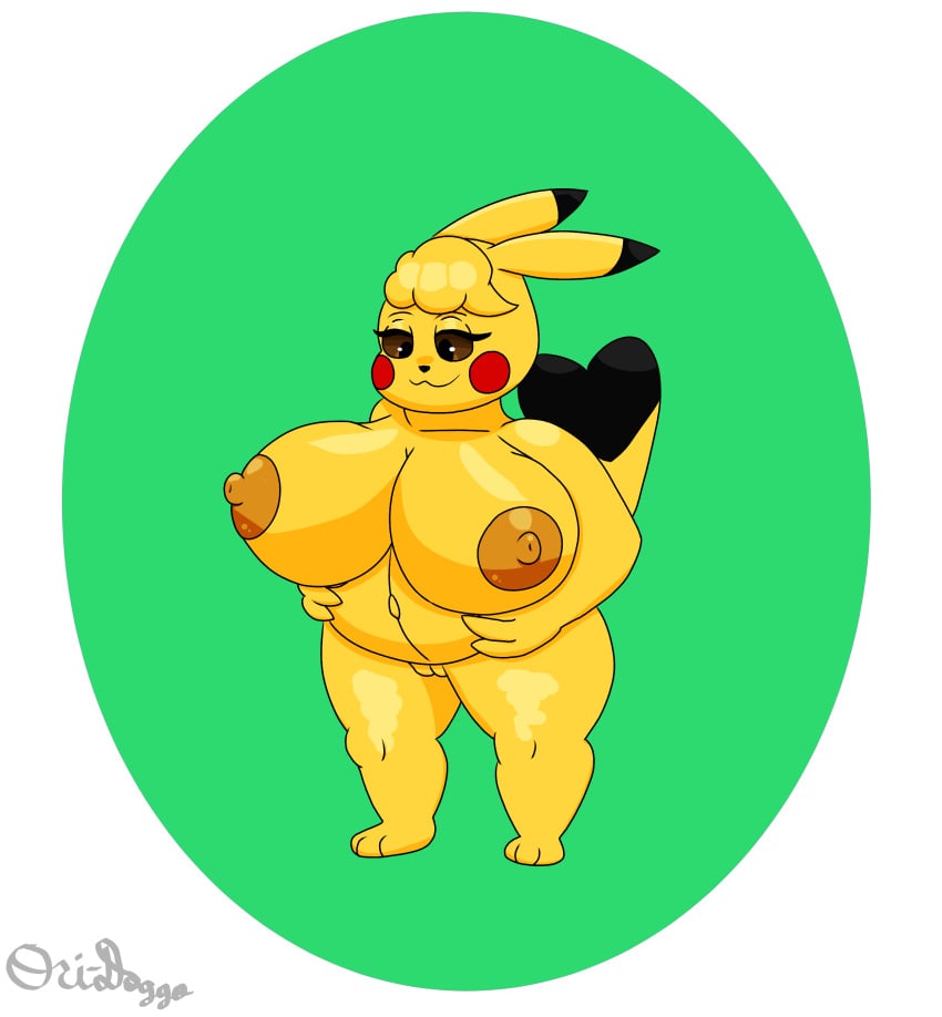 absurd_res anthro big_breasts breasts clothing cosplay_pikachu cosplay_pikachu_(character) female generation_1_pokemon genitals hi_res holding_belly huge_breasts looking_at_belly nintendo nude ori-doggo pikachu pikachu_libre pokemon pokemon_(species) pregnant pussy solo solo_focus thick_thighs video_games volta_(ori-doggo)