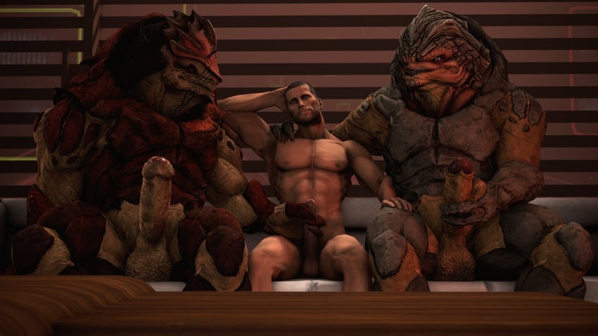 3d 3d_(artwork) abs alien balls bara big_balls big_penis cheap-wazoo commander_shepard digital_media_(artwork) erection gay genitals group group_sex handjob handjob_while_masturbating hi_res human human_on_humanoid humanoid interspecies krogan larger_humanoid larger_male male male/male male_only maleshep mammal mass_effect masturbation muscular muscular_human muscular_humanoid muscular_male nipples nude pecs penile penis sex size_difference smaller_human smaller_male threesome trio urdnot_grunt urdnot_wrex video_games yaoi