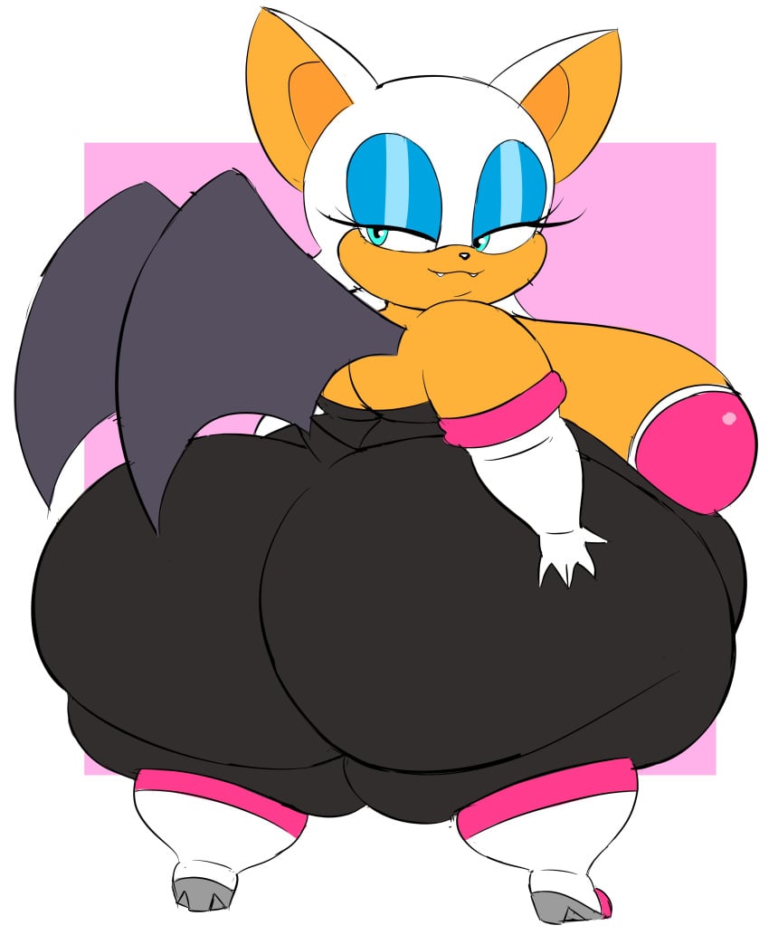 1girls anthro ass bat_wings belly blue_eyes blue_eyeshadow chubby chubby_female fat female female_focus female_only furry gloves hips huge_breasts hyper hyper_ass large_ass rouge_the_bat sega sideboob sonic_(series) sonic_the_hedgehog_(series) spaghettiz stomach tan_fur thick_thighs thighs white_hair wide_hips