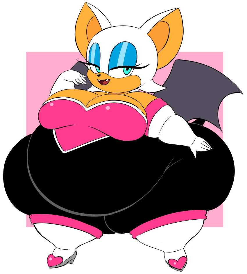 1girls anthro ass bat_wings blue_eyes blue_eyeshadow breast chubby chubby_female fat female female_focus female_only furry gloves hips large_ass large_breasts rouge_the_bat sega shortstack sonic_(series) sonic_the_hedgehog_(series) spaghettiz tan_fur thick_thighs thighs white_hair wide_hips