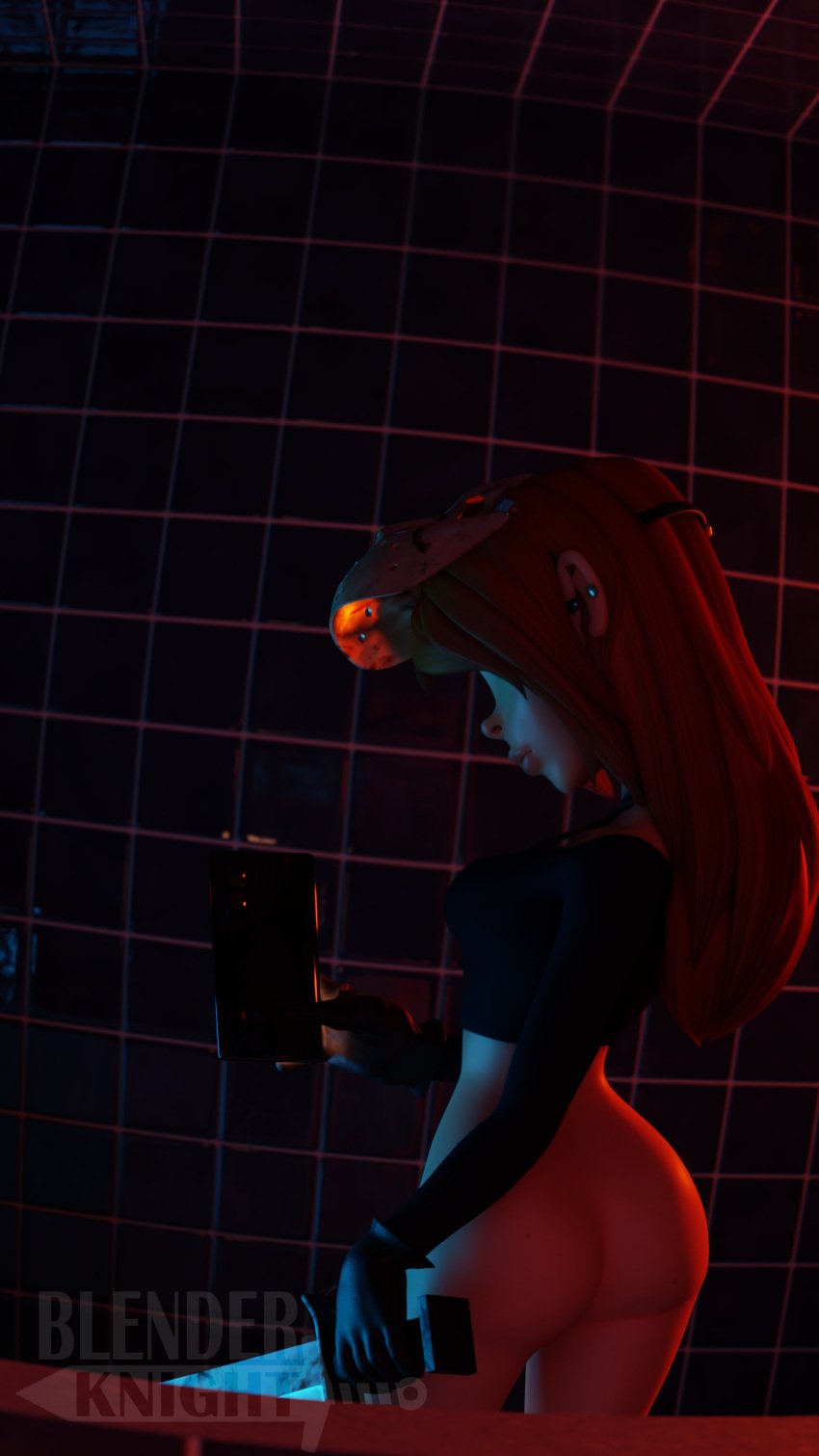 1girls 3d ass blender blenderknight breasts female gravity_falls machete mask phone piercings red_hair smooth_skin solo solo_female tagme wendy_corduroy