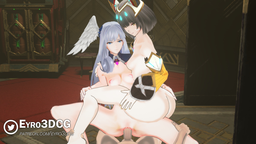 1boy 2girls 2girls1boy 3d breasts core_crystal eyro3dcg fat_ass female ffm_threesome head_wings indoors light-skinned_female light_skin looking_at_viewer male_penetrating male_pov melia_antiqua nia pussy sex tagme threesome uncensored vaginal_penetration wings wings_on_head xenoblade_(series) xenoblade_chronicles xenoblade_chronicles_2 xenoblade_chronicles_3 yellow_eyes