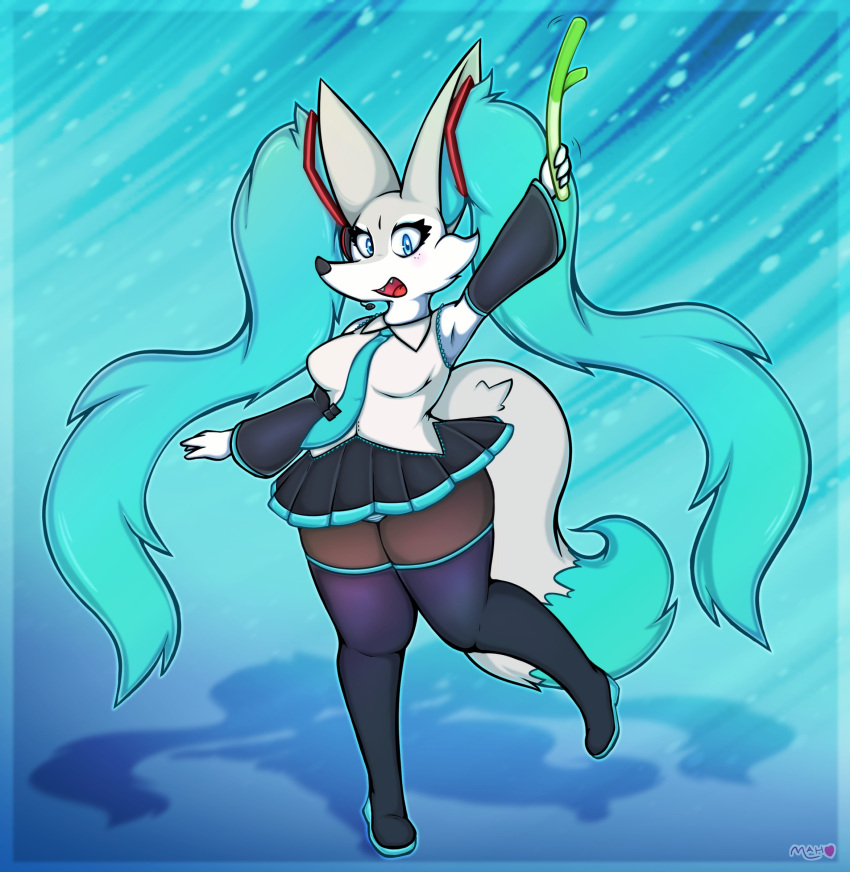 anthro armpits big_breasts braixen breasts cosplay crossover female furry furry_only hatsune_miku_(cosplay) mahoxy_(artist) pokémon_(species) pokemon pokemon_(species) tagme vocaloid