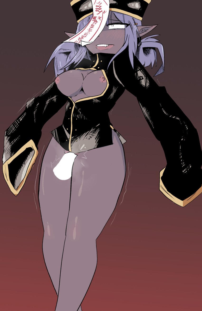 big_breasts big_hair big_penis black_body black_skin blushing boobs breasts breasts_out breasts_out_of_clothes breasts_outside brown_skin brown_skinned_female female flustered hat jacket jiangshi leather_jacket long_hair mono_(twitter_artist) monster monster_girl nipples no_bra no_panties nude nude_female penis penis_in_pussy penis_out pink_nipples pink_pussy pink_pussy_lips pleasure_face pointy_ears purple_eyes purple_hair pussy sex skirt surprise surprise_sex surprised surprised_expression thighs vagina