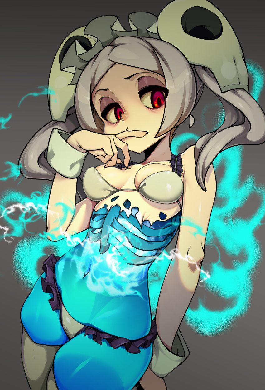 bloody_marie bra breasts panties red_eyes ribcage skeleton skullgirls slugbox