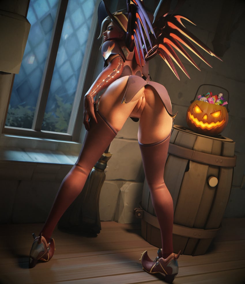 1girls 3d 3d_(artwork) anus anus_peek ass ass ass_focus blender blender_(software) blonde_hair blue_eyes butt_focus female female female_focus female_only legs legs_apart legs_held_open long_hair looking_at_viewer mercy no_panties overwatch overwatch_2 pussy pussy_juice quilsfm solo solo_female solo_focus swiss vagina witch witch_hat witch_mercy