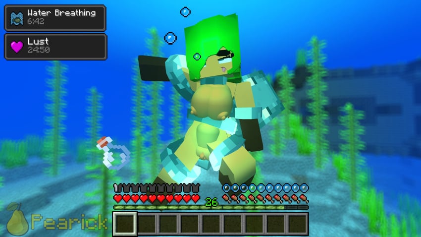 1boy 1girls 3d blue_eyes bottle female forced game_mechanics gameplay_mechanics glow_squid_(minecraft) green_hair lou_(pearickmc) mine-imator minecraft mob_vote nude nude_female ocean pearickmc penetration potion rape squid tentacle tentacle_rape tentacle_sex text underwater vaginal_penetration