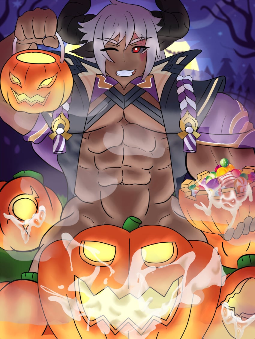 abs biceps cum fandreamerzer0 fucking_pumpkin halloween hyper_muscles jack-o'-lantern male male_focus male_only muscle muscles muscular muscular_arms muscular_back muscular_legs muscular_male muscular_thighs pecs pumpkin