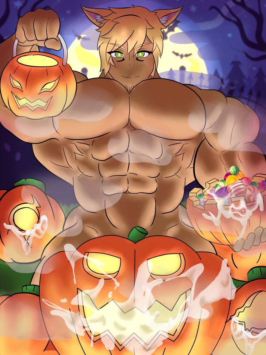 abs biceps cum fandreamerzer0 fucking_pumpkin furry halloween hyper_muscles jack-o'-lantern male male_focus male_only muscle muscles muscular muscular_arms muscular_back muscular_legs muscular_male muscular_thighs pecs pumpkin