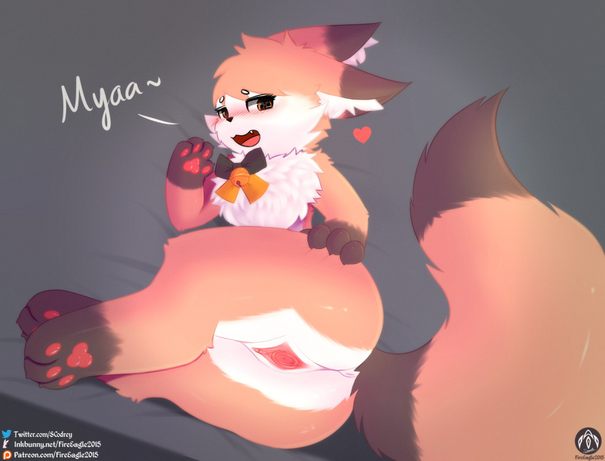 absurd_res anthro anus ass bedroom_eyes bell canid canine chibi clothing dipstick_limbs dipstick_tail female fluffy fluffy_tail fox fur gaping gaping_pussy genitals halloween heart hi_res holidays iradeon mammal markings narrowed_eyes nia_(senz) orange_body orange_eyes orange_fur pawpads presenting presenting_hindquarters presenting_pussy pussy ribbons seductive senz solo spread_pussy spreading tail_markings