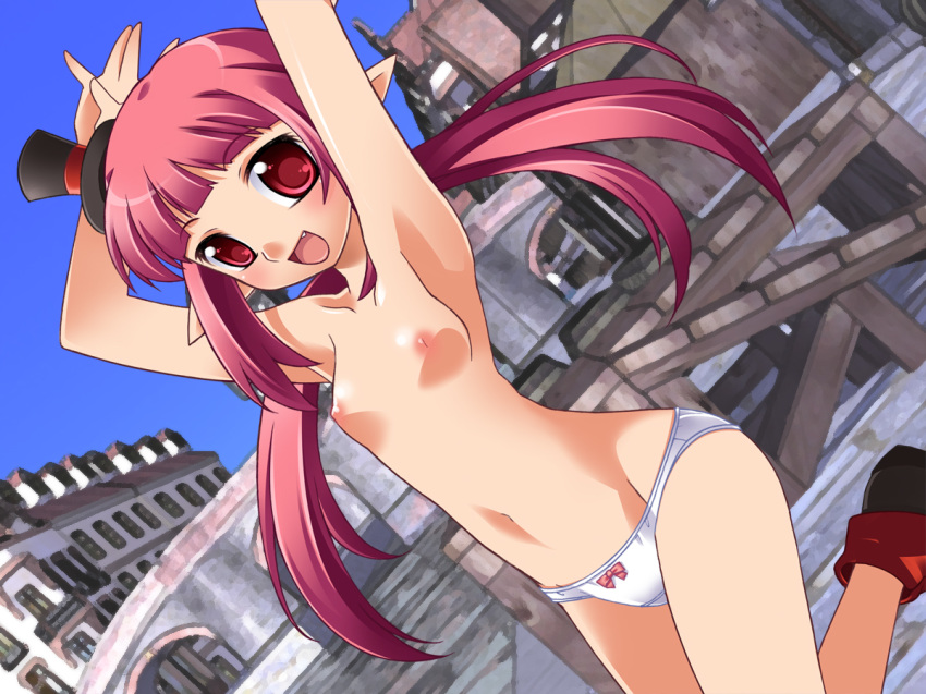 blush breasts dungeon_and_fighter dungeon_fighter_online elf katsuma_rei mage_(dungeon_and_fighter) nipples panties pointy_ears smile underwear