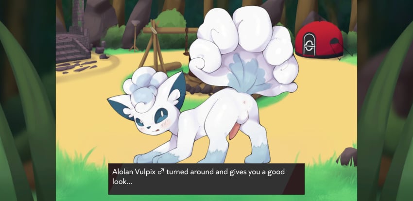 . alolan_form alolan_vulpix animal_genitalia animal_penis anus balls blush canine_penis fur genitals hi_res looking_at_viewer male naika nintendo penis pocket_campfire pokemon pokemon_(species) regional_form_(pokemon) solo text video_games vulpix