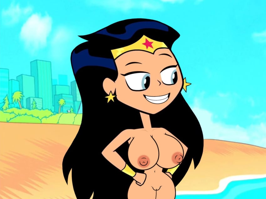 1girls accurate_art_style big_breasts black_hair breasts dc_comics diana_prince exposed_breasts exposed_pussy female_only naked nerota nude nude_edit nude_female nude_filter photoshop screen screen_capture screencap screenshot screenshot_edit tagme teen_titans_go third-party_edit wonder_woman wonder_woman_(series) wonder_woman_(teen_titans_go)