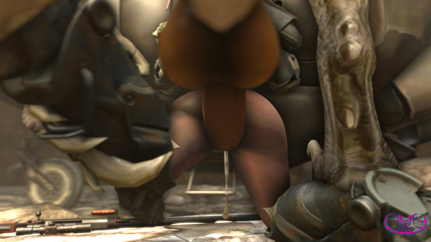 3d 3d_(artwork) armor bent_over big_penis close-up creepychimera cum cum_in_pussy cum_inside deathclaw fallout fallout_4 from_behind helmet horsecock power_armor rape tagme