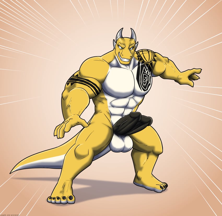 1boy abs anthro azzy_the_snek balls bara diphallia diphallism male multi_penis muscular muscular_male naked penis snake snake_humanoid solo wrestler