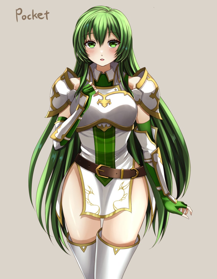 1girls :o armor belt blush boots breastplate breasts commission dress elbow_gloves erinys_(fire_emblem) female female_only fingerless_gloves fire_emblem fire_emblem:_genealogy_of_the_holy_war fire_emblem_heroes gloves green_eyes green_gloves green_hair highres long_hair looking_at_viewer nintendo pauldrons pegasus_knight_uniform_(fire_emblem) pixiv_request short_dress shoulder_armor solo thigh_boots very_long_hair white_dress yozu_(yozu0420) zettai_ryouiki