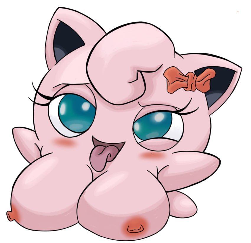 animal blue_eyes breasts cute ear jigglypuff pink_hair pokemon pokemon_(species) pokemon_only pokeporn waddling_head