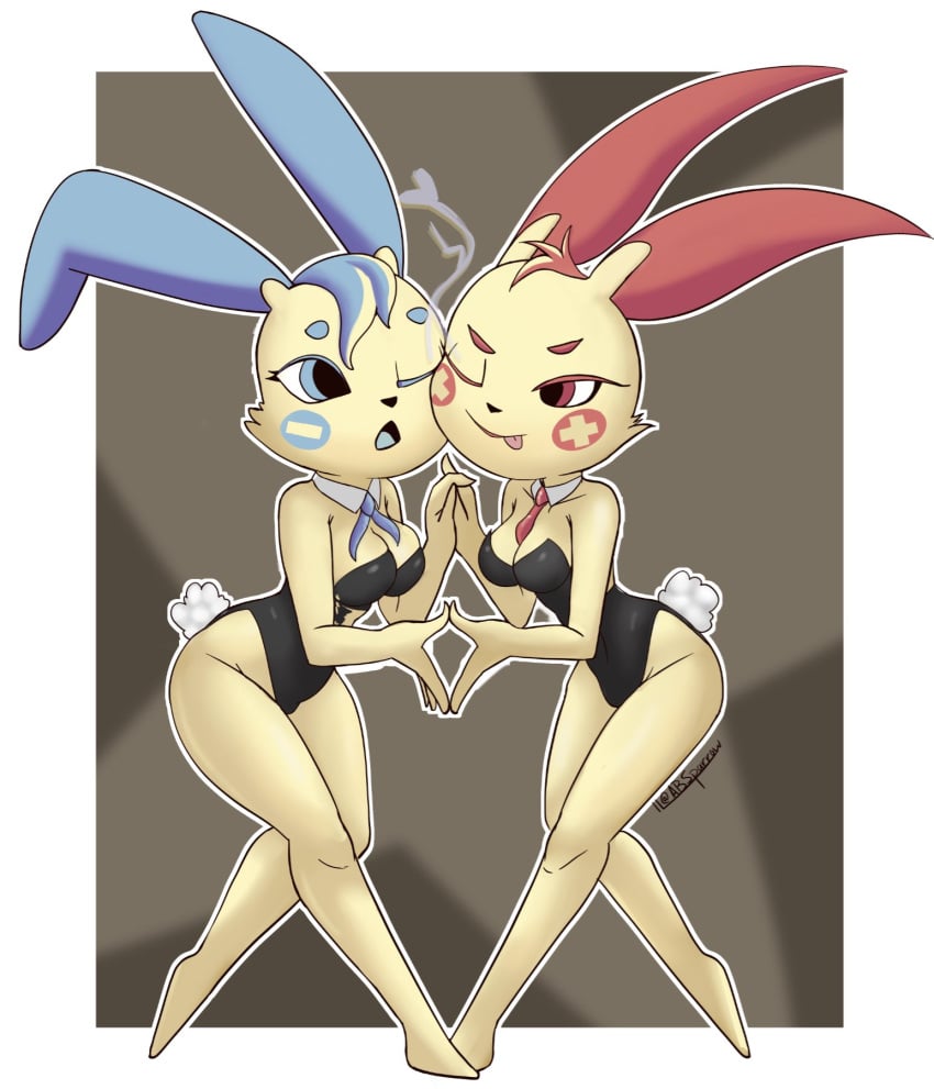 bunnygirl bunnysuit minun mouse plusle pokemon pokemon_(species) shortstack twins