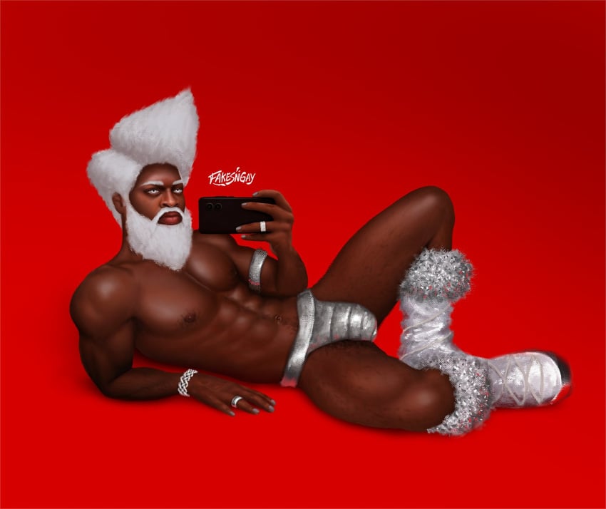 african african_male bulge celebrity christmas dark-skinned_male dark_skin fakesngay leaning_back lil_nas_x looking_at_viewer male male_only melanin muscles muscular muscular_male musician real_person selfie solo solo_male thong