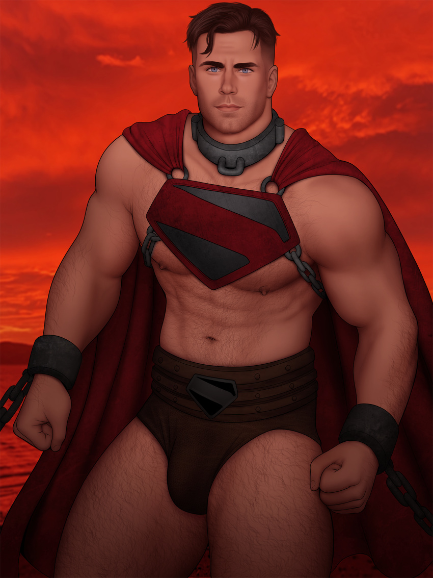 actorbulge bondage bound bulge cape celebrity chained clark_kent dc dc_extended_universe drawnpr0n gladiator hairy hairy_legs henry_cavill in_character kryptonian male male_only muscles muscular muscular_male posing superman tied_up