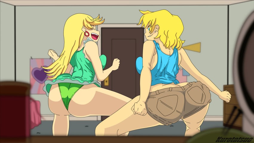 2d 2girls 5_fingers animated ass ass_cleavage ass_focus ass_shake bare_arms bare_legs bare_shoulders bare_thighs battery_life bedroom big_ass big_breasts big_butt blonde_female blonde_hair blue_eyes blue_eyeshadow blue_shirt bouncing_ass bouncing_breasts breasts bubble_ass bubble_butt butt butt_crack butt_focus cargo_shorts closed_eyes clothing curvaceous curvy curvy_body curvy_female curvy_figure dat_ass dress earrings fanart fat_ass feet_out_of_frame female female_only from_behind green_dress green_panties high_resolution huge_ass indoors kurotatsuo large_ass leni_loud light-skinned_female light_skin long_hair looking_at_viewer looking_back lori_loud multiple_girls open_mouth panties scanlines shirt short_hair short_shorts shorts sisters sleeveless_dress smile smirk squatting tank_top teenager the_loud_house thick thick_ass thick_hips thick_legs thick_thighs thighs twerking very_high_resolution viewfinder voluptuous voluptuous_female wide_hips