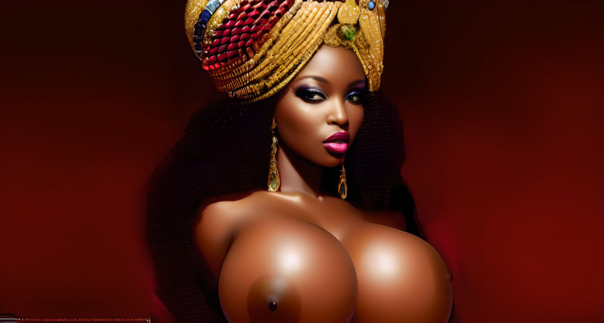 1girls ai_generated areola areolae big_ass big_breasts big_hair bimbo black bottomless breasts brown_body brown_hair brown_skin busty cleavage dark-skinned_female dark_skin difdif12 eyebrows eyelashes eyes female hair hips huge_ass huge_breasts human legs lips mature mature_female moriah_(difdif12) naked nipples no_bra no_panties nude nude_female queen thick thick_ass thick_legs thick_lips thick_thighs thighs top_heavy topless topless_female upper_body voluptuous wide_hips