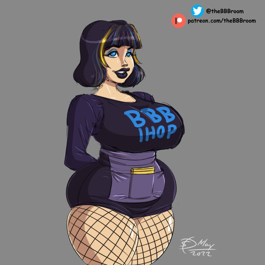 1girls barely_contained big_breasts big_thighs bursting_breasts bursting_thighs curvy enormous_ass enormous_breasts fat_ass fat_thighs fishnets goth huge_ass huge_breasts ihop massive_ass short_hair tagme thebbbroom thick_thighs thunder_thighs thunderthighs tight_clothing wide_hips