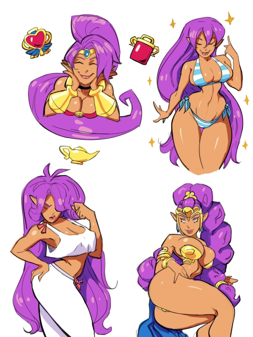 1girls ass bikini breasts dancer_shantae dark-skinned_female female female_only harem_outfit long_hair metal_bikini niconuva purple_hair shantae shantae_(character) sleepwear smooth_skin