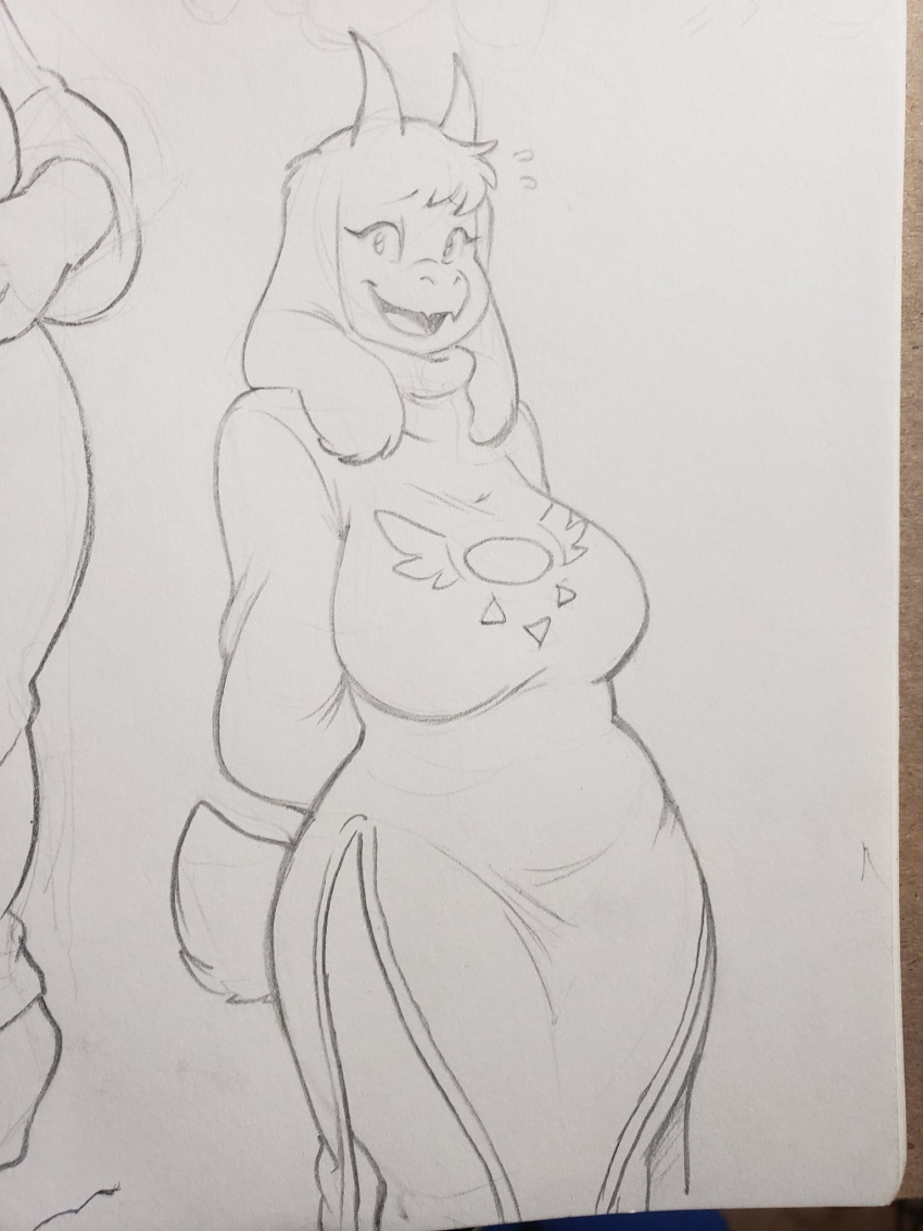 anthro big_breasts breasts clothed clothing female fur furry furry_only milf skwrlwrld slightly_chubby tagme tail thick_thighs toriel undertale undertale_(series)