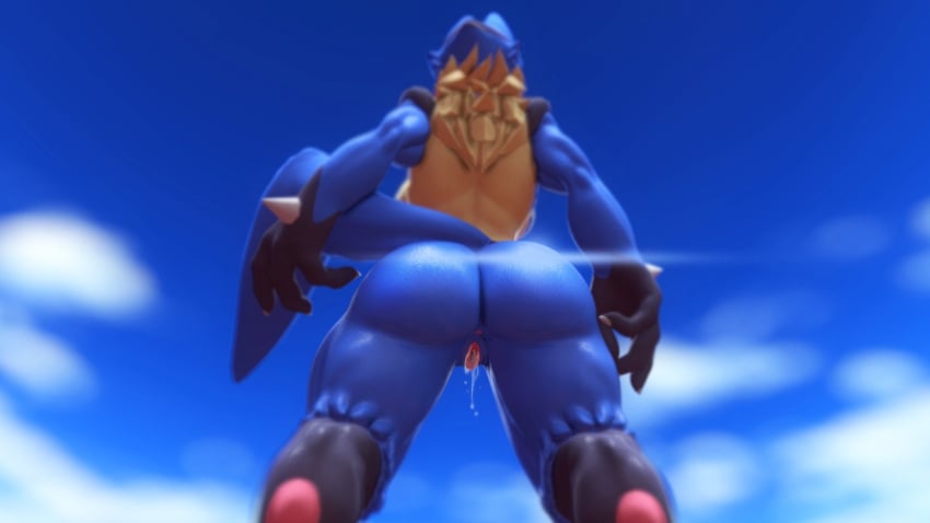 3d_(artwork) anthro anus ass blue_body blue_fur bodily_fluids digital_media_(artwork) dripping faceless_anthro faceless_character faceless_female female freezo fur generation_4_pokemon genital_fluids genitals hi_res low-angle_view lucario luka_(cho0c0) nintendo pokemon pokemon_(species) pussy pussy_juice pussy_juice_drip solo source_filmmaker video_games