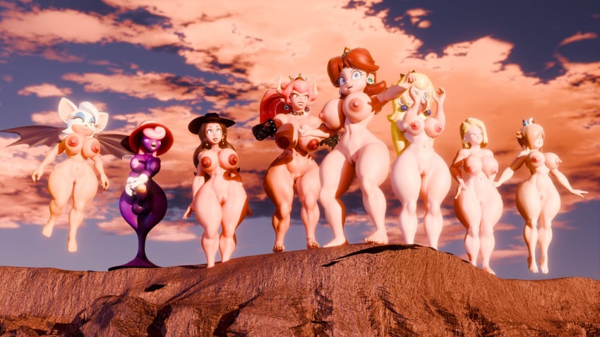 1futa 3d 3d_(artwork) 7girls android_18 anthro areolae barefoot big_breasts bowsette breasts cliff completely_nude completely_nude_female dragon_ball female full_body furry garasesweep mario_(series) naked naked_female nipples nude nude_female paper_mario paper_mario:_the_thousand-year_door pauline pauline_(mario) princess_daisy princess_peach princess_rosalina pussy rouge_the_bat sonic_(series) sonic_the_hedgehog_(series) super_mario_galaxy vivian_(paper_mario)