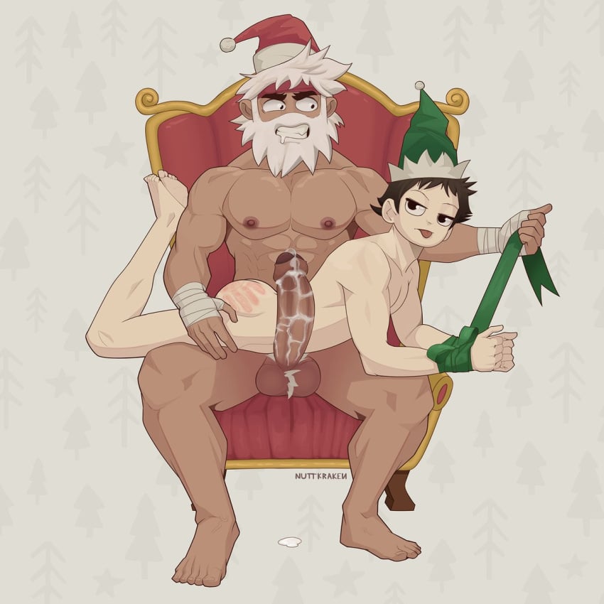 abs after_sex age_difference bondage christmas cum cum_on_penis elf_hat erect_penis erection femboy feminine_male future_scott_pilgrim gay hand_mark implied_sex looking_at_viewer male male/male muscular_male nuttkraken pecs pectorals penis penis_out santa_costume santa_hat scott_pilgrim scott_pilgrim_takes_off scott_w_pilgrim sitting sitting_on_chair spank_marks spanked spanked_butt spanking spanking_ass tan_skin tied tied_arms tied_hands twink wallace_wells yaoi