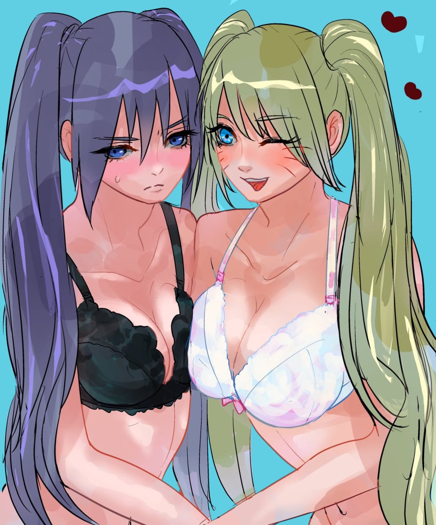 2girls big_breasts black_bra black_lingerie black_underwear blonde_hair blue_eyes blue_hair blush bra breast_press breast_squeeze breast_squish breasts canon_genderswap cleavage cute eyelashes facial_markings female female/female female_focus female_only gender_transformation genderswap_(mtf) hand_holding hi_res high_resolution highres holding_hands large_breasts light-skinned_female light_skin lingerie long_hair looking_at_viewer looking_away narrowed_eyes naruko naruto naruto_(classic) naruto_(series) naruto_shippuden naruto_uzumaki nnrt_hal nose_blush one_eye_closed pale-skinned_female pale_skin perky_breasts rule_63 sasuke_uchiha sasuko shounen_jump shy sweat sweatdrop teen teenage_girl teenager tied_hair toned toned_female twintails uchiha_sasuke underwear uzumaki_naruto very_long_hair voluptuous voluptuous_female whisker_markings whispering white_bra white_lingerie white_underwear wink yellow_hair yuri