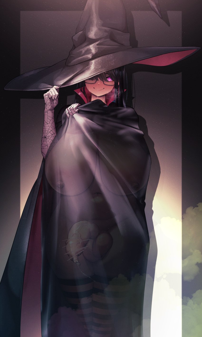 1futa 3rd_party_edit adjusting_hat balls ballsack big_balls big_hat big_penis bikini breasts breasts_bigger_than_head chubby chubby_futanari cleavage cloak clothed clothing cowl cropped_legs dark_hair edit elbow_gloves foreskin front_view full_cleavage futa_only futanari glasses gloves halloween hat headwear horny huge_breasts huge_cock human intact light-skinned_futanari light_skin lowleg_panties mantle pale_skin penis pointless_censoring purple_eyes scrotum see-through shaved_crotch skindentation soft_breasts solo solo_futa standing striped_legwear testicles thick_thighs thigh_socks thighhighs translucent translucent_clothing underboob unretracted_foreskin veiny_penis white_breasts wide_hips witch_hat yana_(nekoarashi)