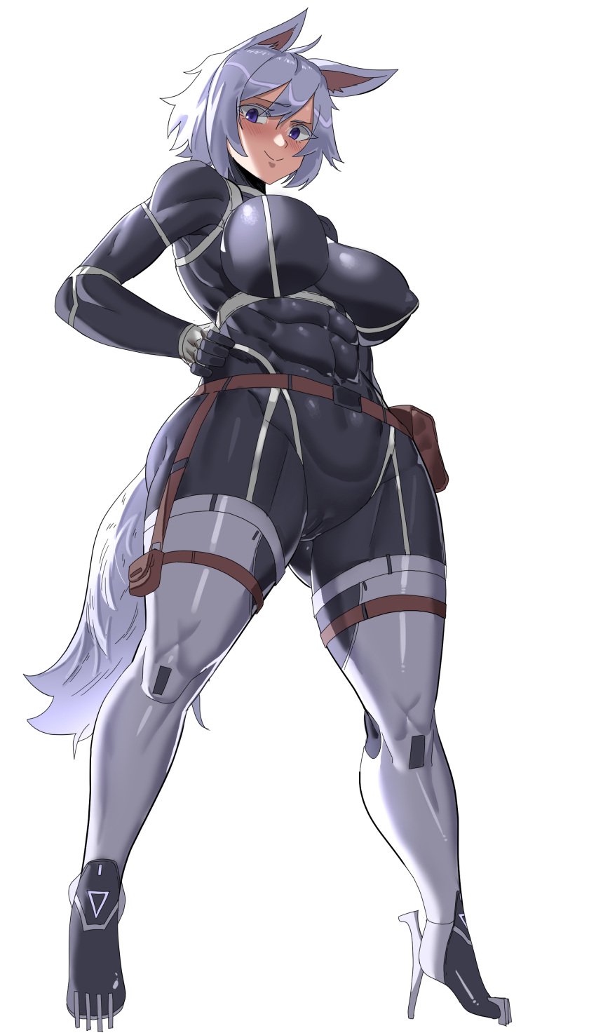 1girls 2020s 2023 2d 2d_(artwork) 5_fingers abs anna_(annawmoon) ass belt belt_buckle big_ass big_breasts big_thighs bodysuit breasts busty eyebrows eyelashes female female_focus female_only fox fox_ears fox_girl gamjasssak gravity_hammer hi_res high_heels highres hips hourglass_figure huge_ass large_ass large_breasts large_thighs light-skinned_female light_skin nipple_bulge original original_character purple_eyes short_hair smile smiling solo solo_female solo_focus straps teeth thick_thighs thighhighs thighs toned toned_female toned_stomach voluptuous white_hair white_thighhighs wide_hips