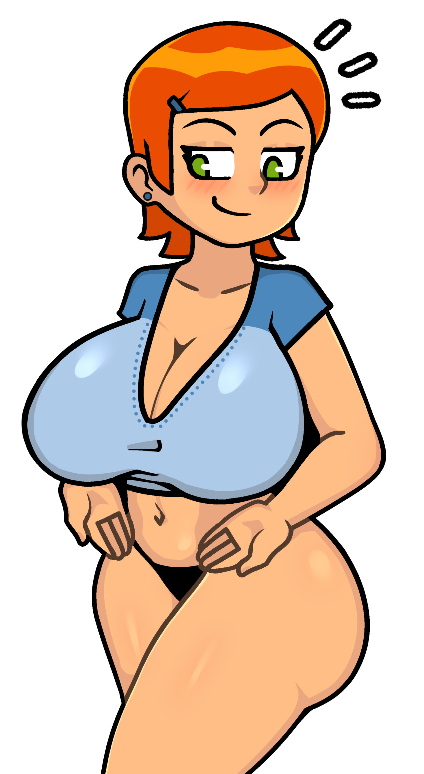 1girls ben_10 breast_press breasts cartoon_network curvy female female_focus female_only green_eyes gwen_tennyson huge_ass huge_breasts huge_butt orange_hair short_hair steca thelazyart thick_ass thick_legs voluptuous voluptuous_female