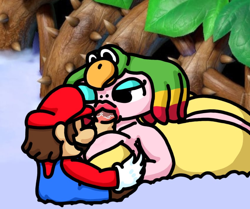 1boy 1boy1girl 1girls anthro background big_breasts bird blowjob clothed clothing cloud dress eyelashes eyelids fellatio grope groping larger_female laying_down legokoopa_(artist) mario mario_(series) paizufella paizuri penis pink_skin queen_valentina self_upload smaller_male super_mario_rpg super_mario_rpg_remake thick_thighs tight_clothing titjob wine_glass yellow_dress