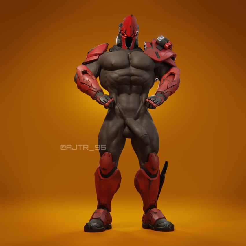 abs aj_racer95 fortnite lats_(muscle) male_focus male_only muscle_tone muscles muscular muscular_male nude pecs penis posing solo ultima_knight_(fortnite)