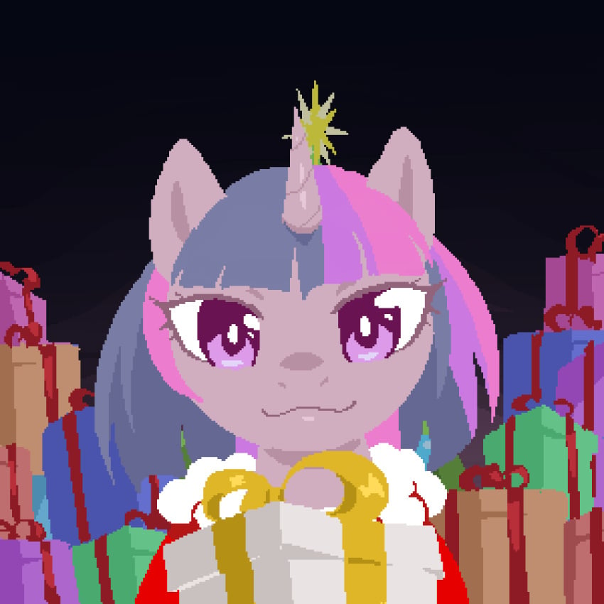 animated anus ass cold-blooded-twilight domestic_cat equid equine eyelashes felid feline felis female feral friendship_is_magic gift hasbro hi_res horn junipurr looking_at_viewer mammal my_little_pony pupils smile text twilight_sparkle_(mlp) unicorn