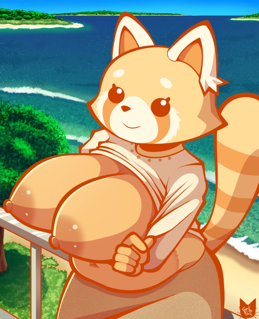 2022 aggressive_retsuko aggretsuko breasts female female_focus female_only furry nipples orange_fur red_panda retsuko sanrio smooth_fur tophatmahoney