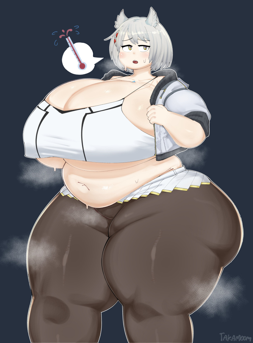 1girls 2022 bbw belly breasts cat_ears chubby chubby_female cleavage curvaceous curvy evilmoomy fat female female_focus grey_hair hips huge_belly huge_breasts huge_thighs inner_thighs mio_(xenoblade) morbidly_obese pantyhose plump short_hair solo solo_female solo_focus sweat sweating takamoom thick_thighs thighs tummy underboob voluptuous wide_hips xenoblade_(series) xenoblade_chronicles_3